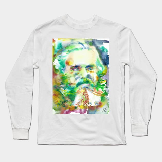 KARL MARX watercolor portrait .3 Long Sleeve T-Shirt by lautir